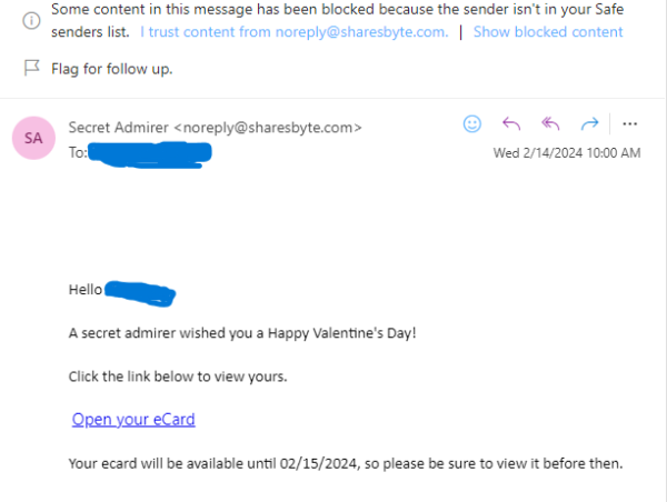 Tech sends phishy Valentine