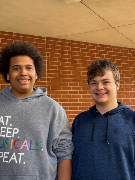 Sean Nolder (left) and his friend Jon Austinson-Loss have been regulars on Milton's stage throughout their high school careers.