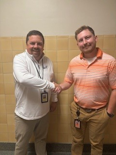 Social Studies Teacher Mr. Shawn Moore and new Social Studies Teacher Mr. Doug Bird have taught together previously.
